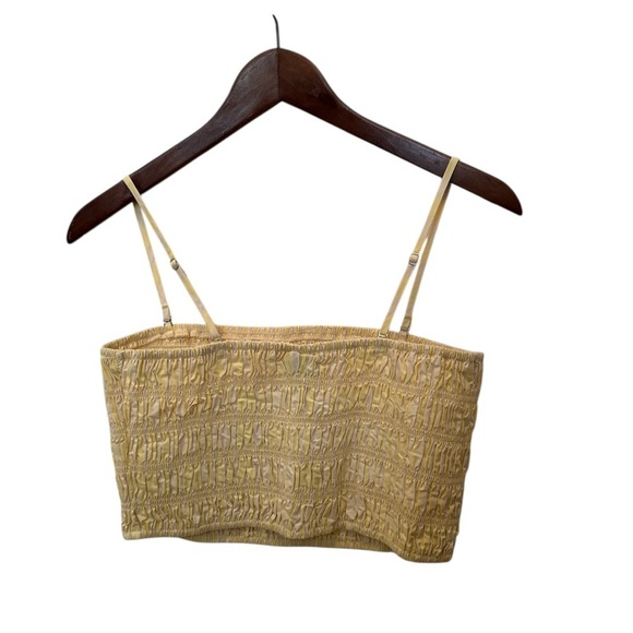 NEW A new Day Pastel Yellow smocked crop tube top, size small - Picture 4 of 7